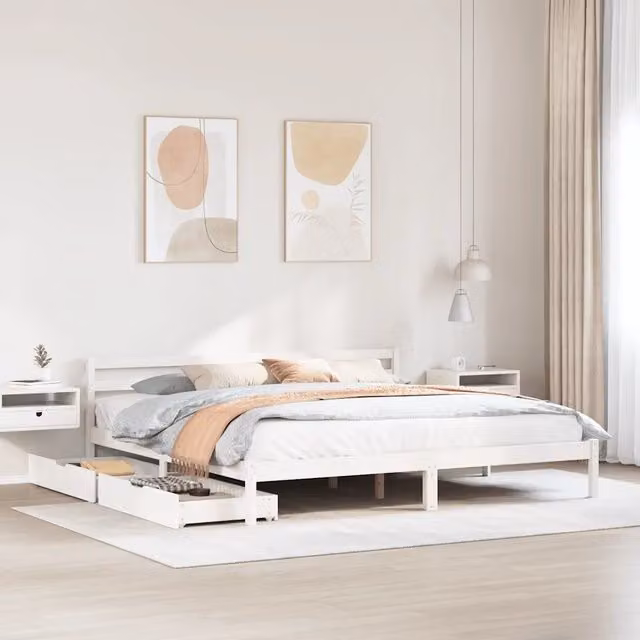 Giroletto vidaXL in legno di pino massello bianco con doghe fisse L/P/H: 200 x 200 x 69,5 cm