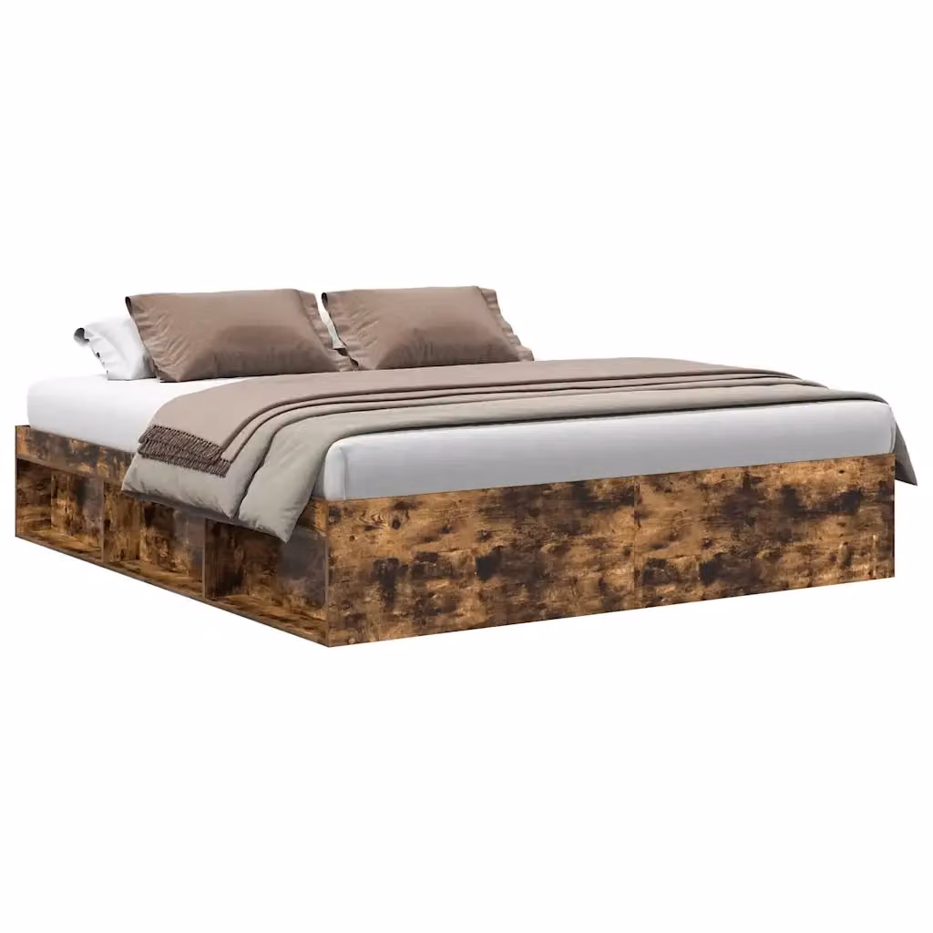 Giroletto vidaXL in legno di pino color rovere fumo con doghe piatte, dimensioni 180 x 200 cm, Super King – 2