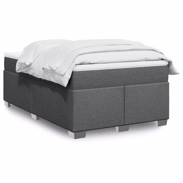vidaXL Giroletto a Molle con Materasso Ibrido in Tessuto Grigio e Bianco, L/P/H: 120 x 200 cm