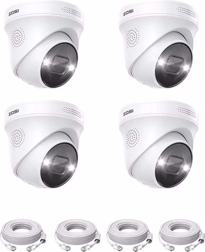 Telecamera di sicurezza, risoluzione 8 MP, visione notturna, cupola 8 MP, confezione da 4 pezzi