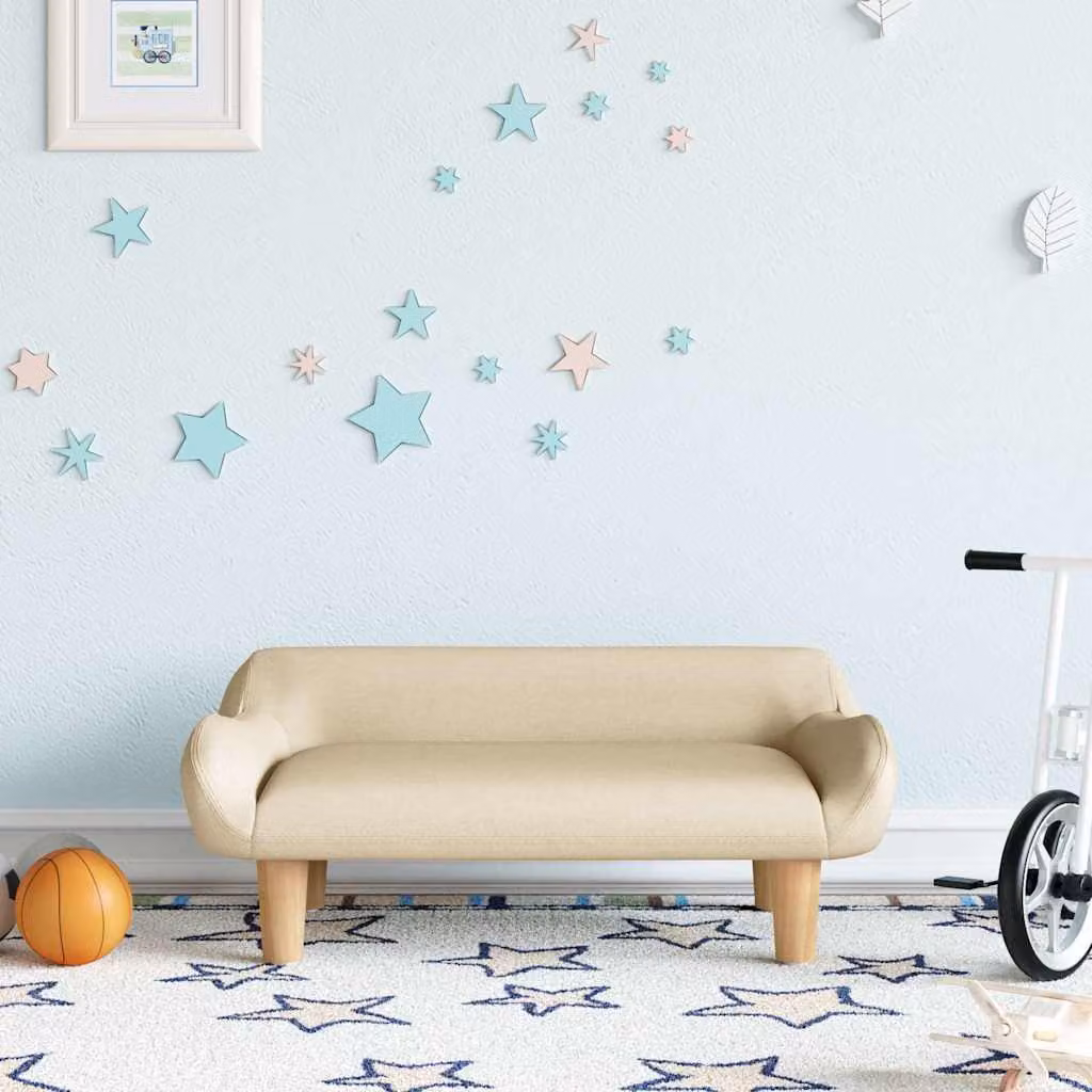 vidaXL Divano per bambini in tessuto beige L: 70 cm, P: 40 cm, H: 24 cm