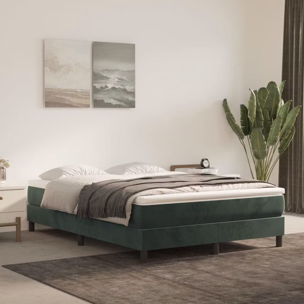 Maison Exclusive - Giroletto a Molle con Materasso Verde Scuro 140x190 cm Velluto