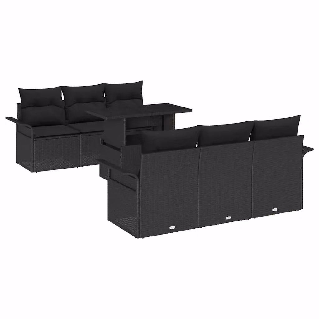 Set da giardino vidaXL in polyrattan nero composto da 7 pezzi con cuscini e tavolino da esterno – 2