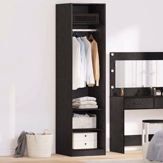 Guardaroba vidaXL Nero con ripiani e appendiabiti L/P/H: 50 x 50 x 200 cm