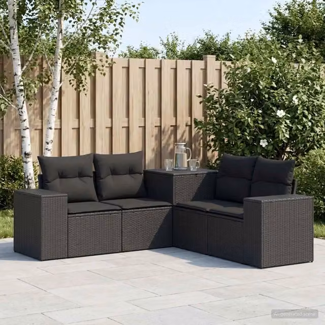 Set di divani 5 pz Nero 200 x 200 x 85 cm 3447908
