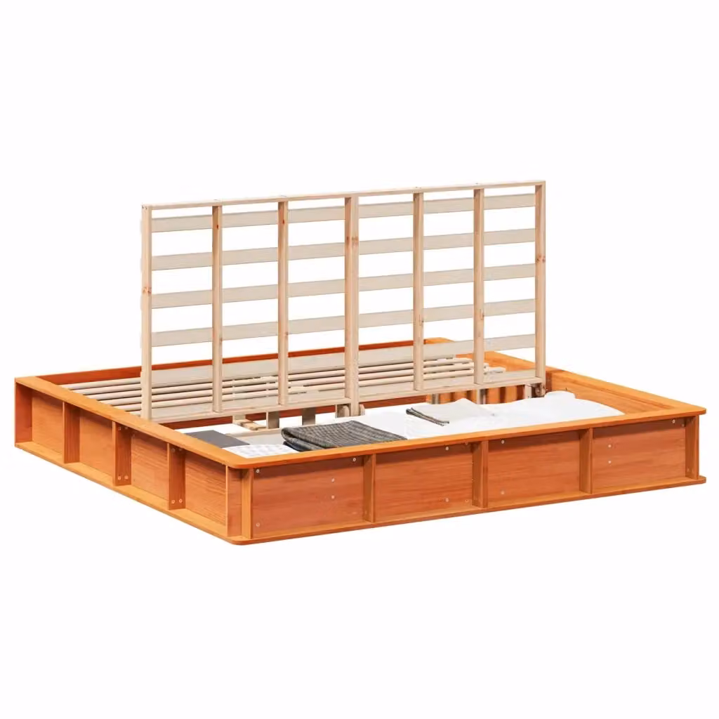 Struttura del letto moderna vidaXL in pino massello marrone cerato L/P: 180 x 200 cm, H: 218 cm – 2