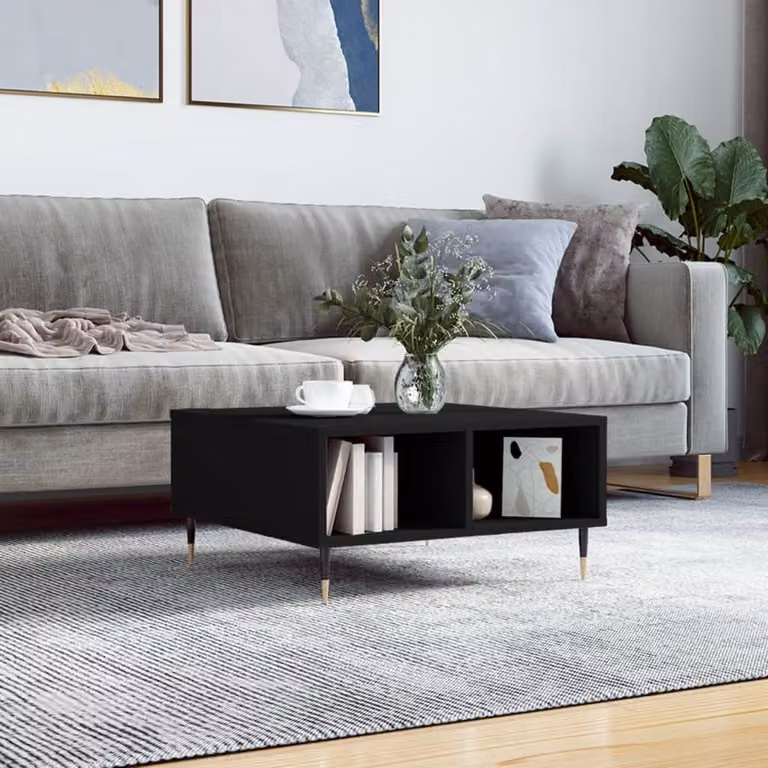Tavolino The Living Store nero 60x60x30 cm in materiale ligneo
