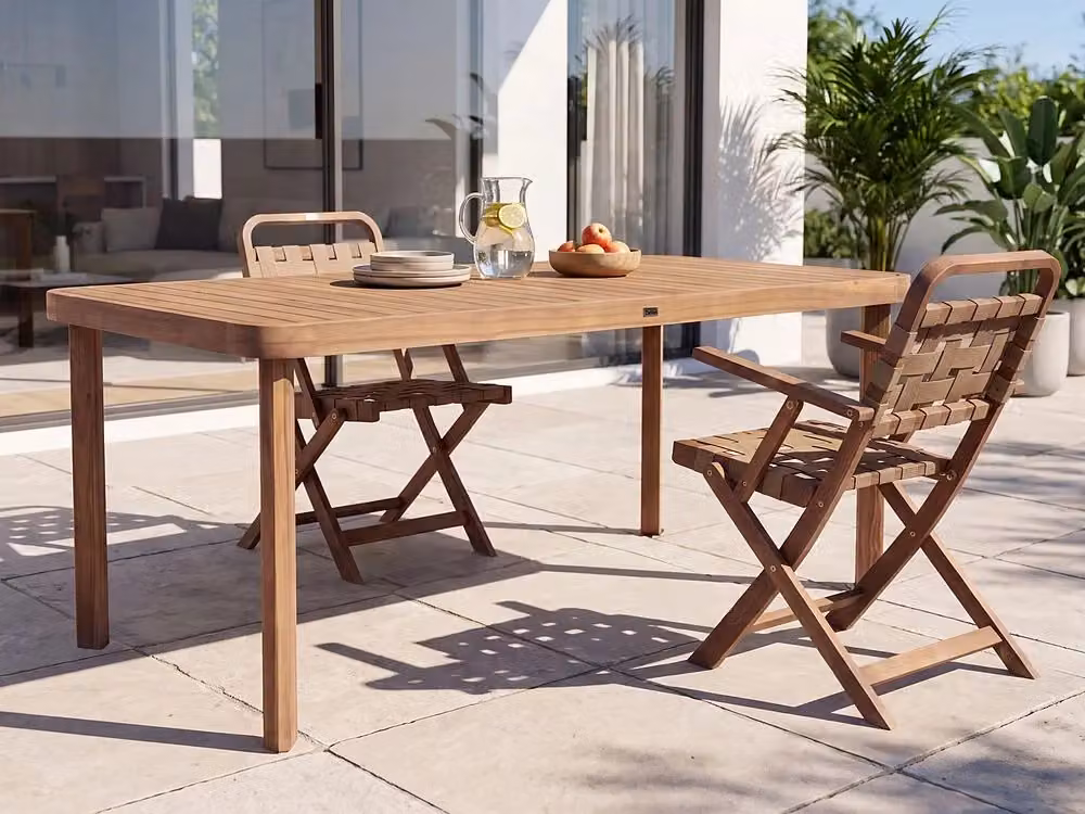 Tavolo da giardino rettangolare Beliani in legno di acacia marrone con stile scandinavo L: 180 cm, P: 90 cm, H: 75 cm – 2