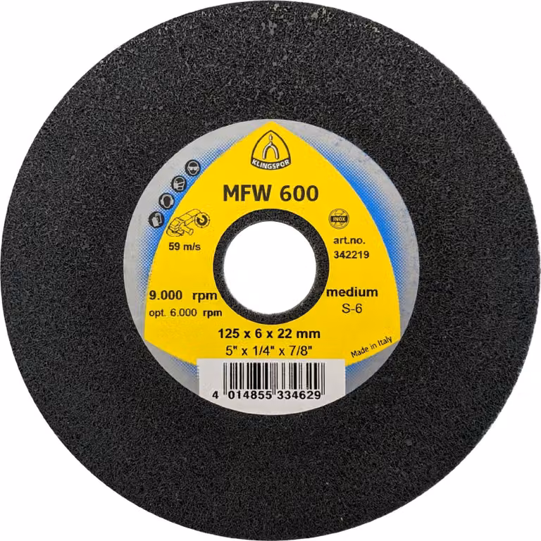 MFW 600 Dischi compatti, 125 x 6 x 22 mm, carburo di silicio medio, 342219