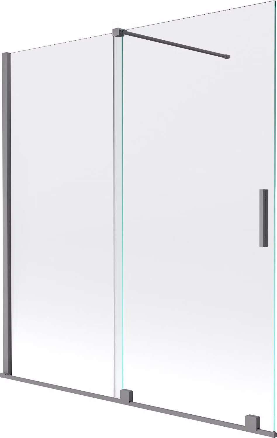 Mexen Velar paravento da bagno a 2 ante scorrevole 150 x 150 cm, trasparente, metallo brunito - 896-150-000-01-95