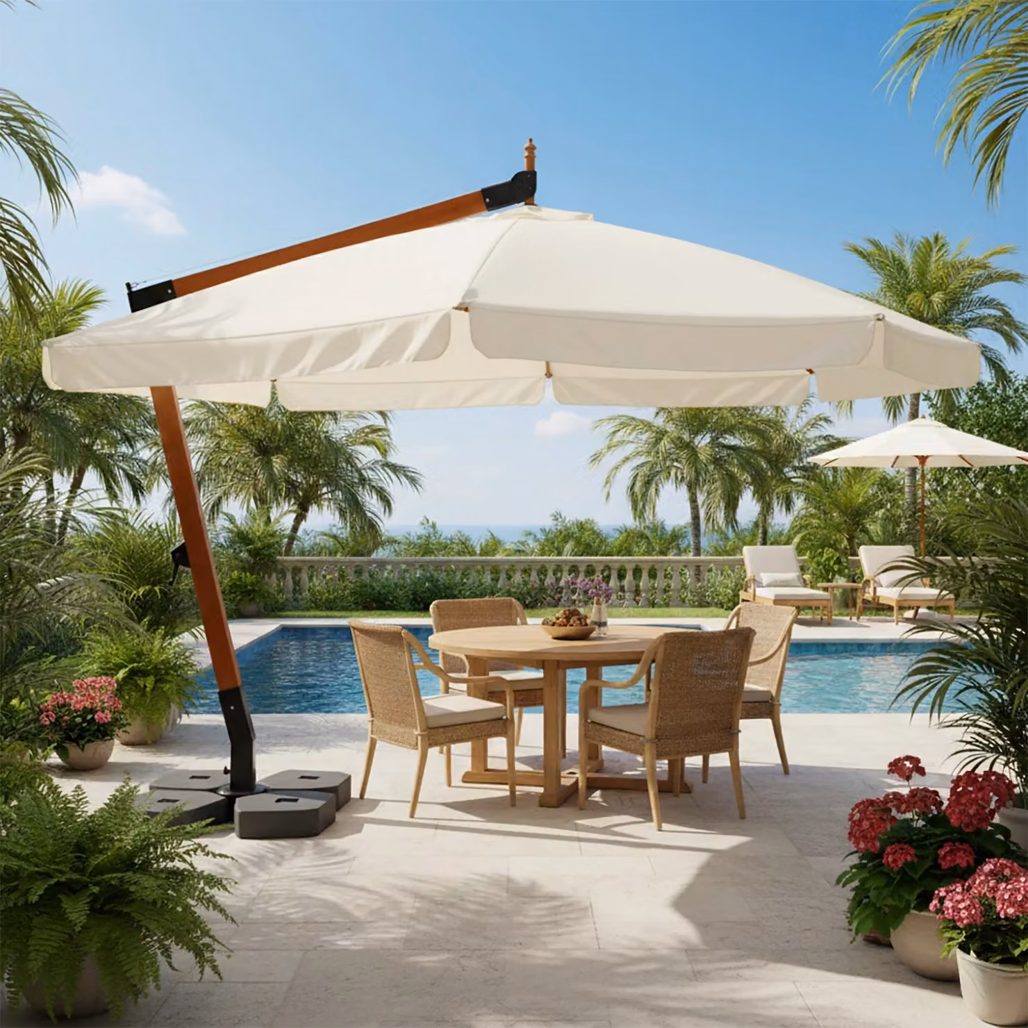Ombrellone Rettangolare a Lampada Vestiamo Casa Giardino, Colore Beige/Bianco, L: 400 cm, P: 300 cm – 2