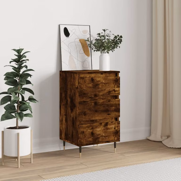 Credenza moderna vidaXL in legno Rovere Fumo, sospesa a parete, marrone opaco, L: 40 cm, P: 35 cm, H: 70 cm