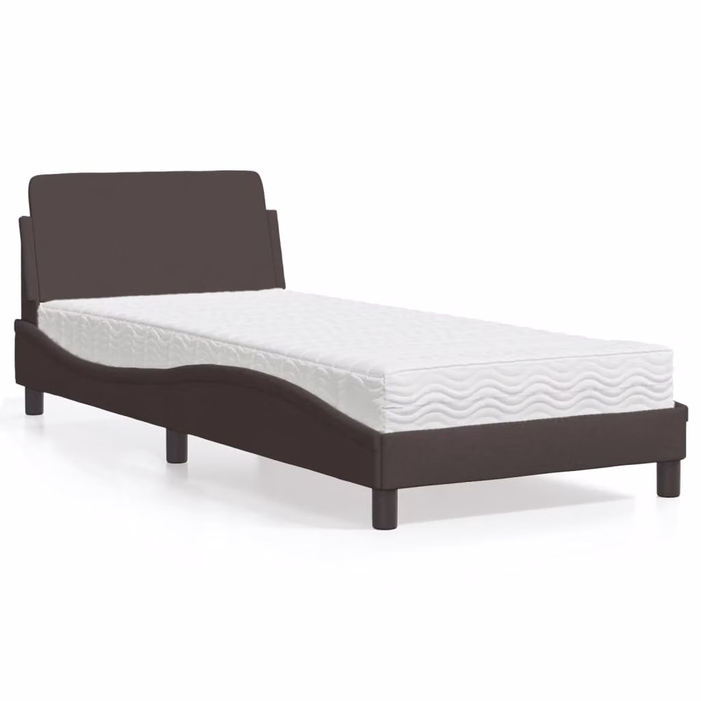 Letto con Materasso Dover Marrone Scuro 80x200 cm in Tessuto