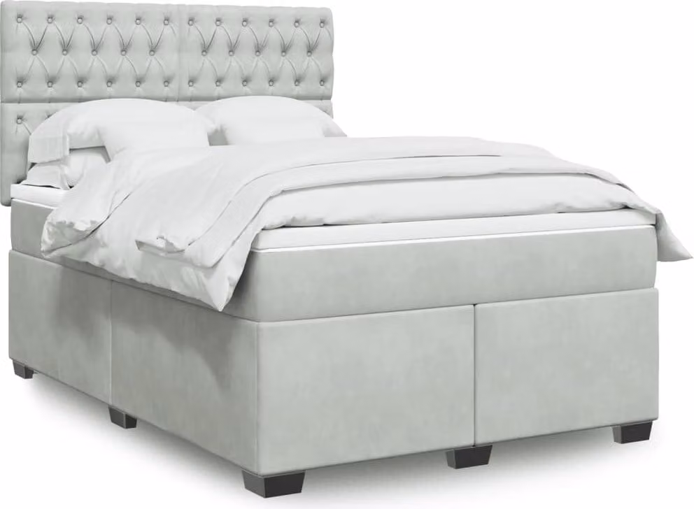 Maison Exclusive - Giroletto a Molle con Materasso Grigio Chiaro 160x200cm Velluto