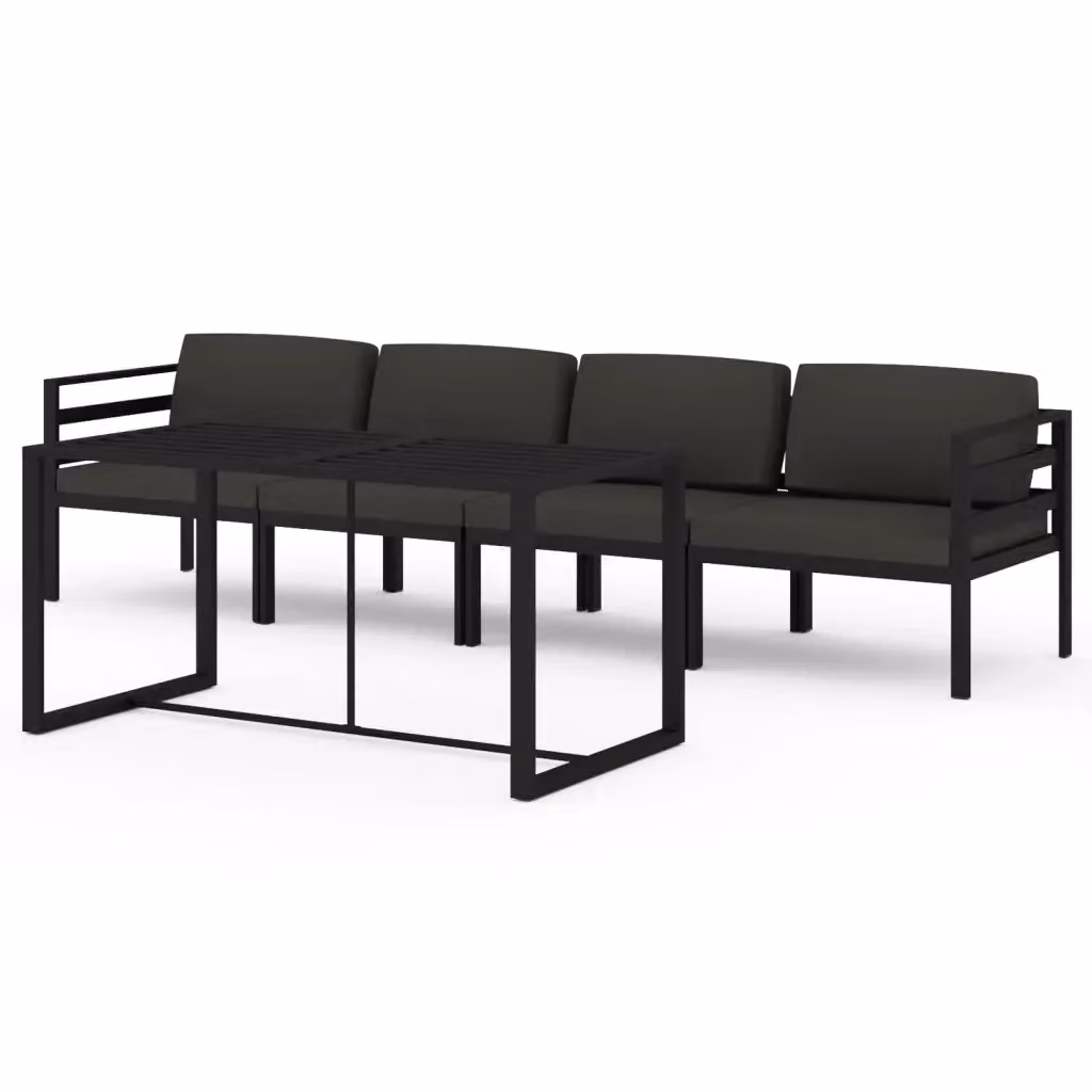 Set di divani da giardino vidaXL 5 pezzi in alluminio antracite con cuscini e tavolino da esterno – 2