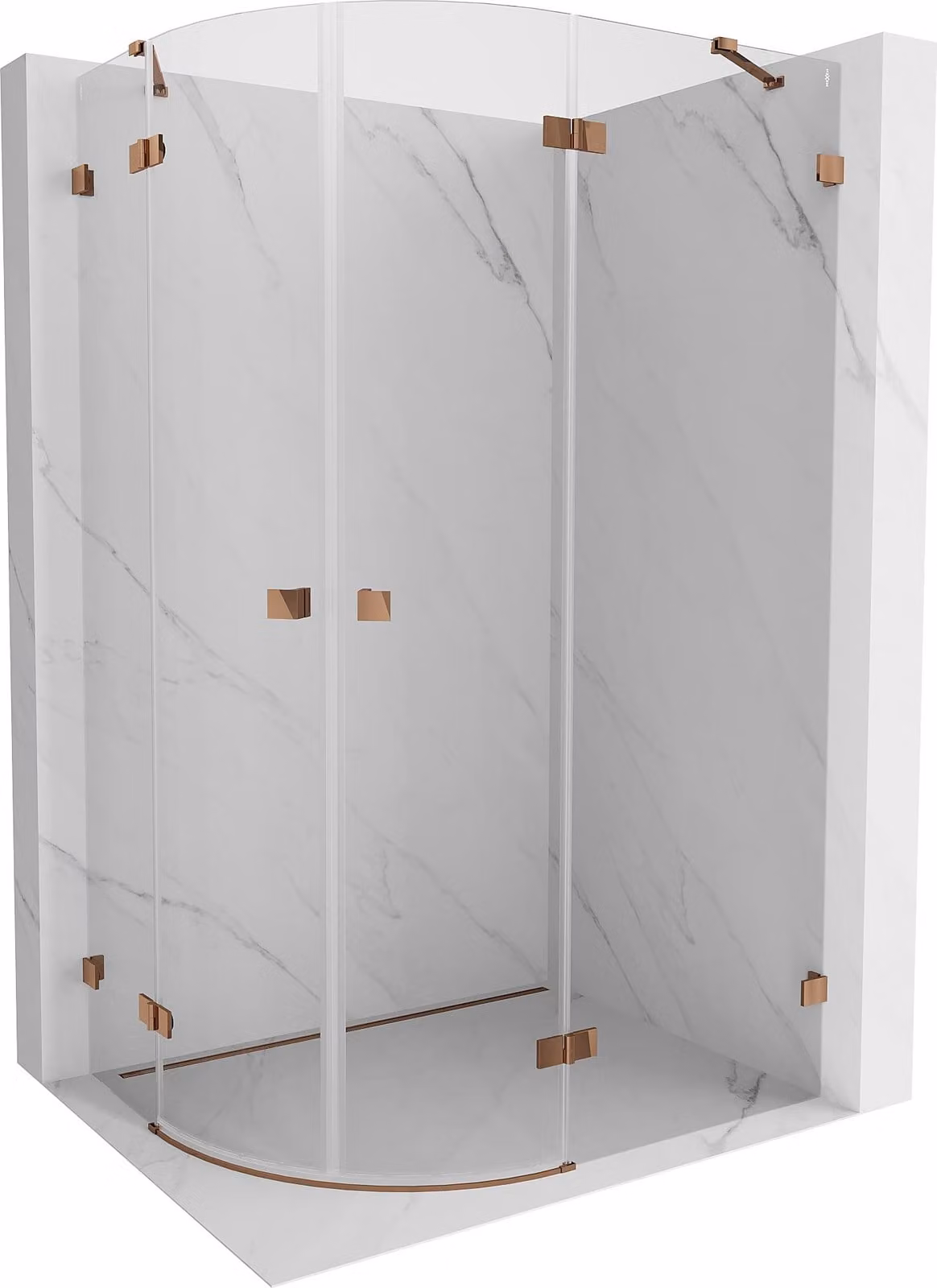 Mexen Lunar cabina doccia semicircolare a destra 90 x 80 cm, trasparente, oro rosa - 833-090P-080L-60-00