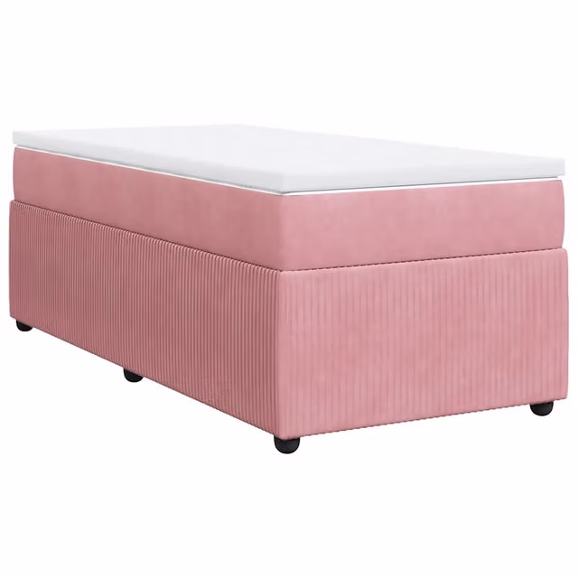 Letto singolo | Letto per adulti | Giroletto a Molle con Materasso Rosa 90x190 cm in Velluto