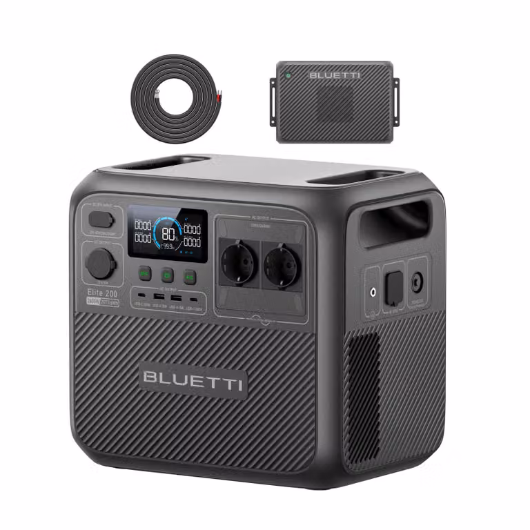 BLUETTI Elite 200 V2: stazione di ricarica portatile e caricabatterie da 2073,6 Wh/1200 W, ricarica rapida in auto in 2,4 ore, ideale per il campeggio e i camper