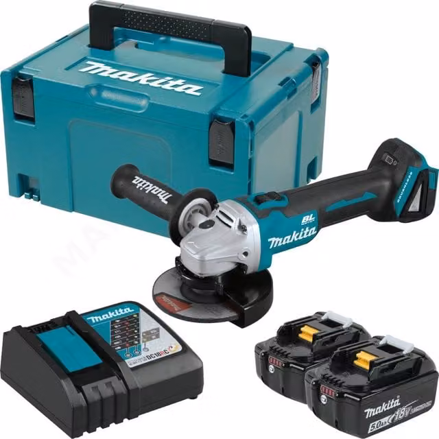 Smerigliatrice angolare Makita DGA504RTJ 18V Brushless con 2 batterie da 5,0 Ah e disco da 125 mm