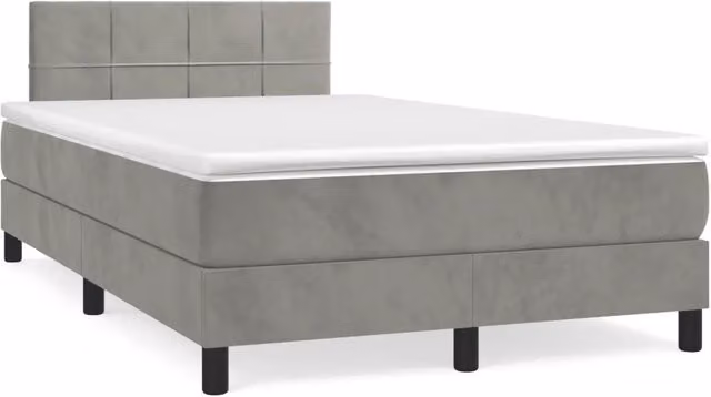 Letto Ibrido vidaXL con Struttura in Legno di Pino e Materasso in Velluto Grigio e Bianco L/P/H: 120 x 200 x 88 cm
