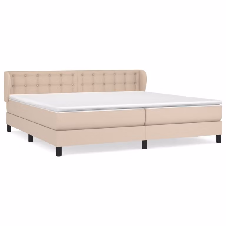 Giroletto a Molle con Materasso Cappuccino 200x200cm Pelle finta