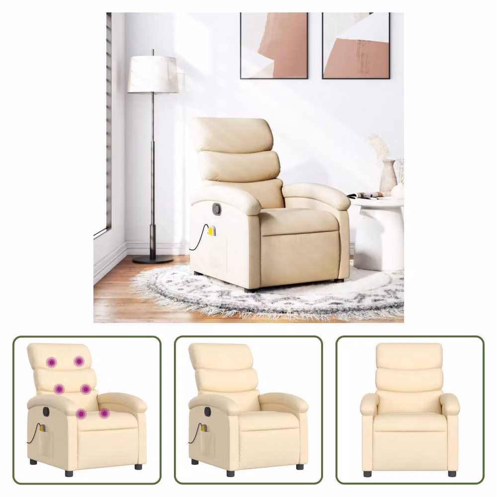 The Living Store poltrona massaggiante in tessuto crema