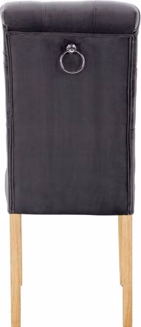 Set di 2 Sedie da Pranzo in Velluto Grigio con Gambe in Rovere per Sala da Pranzo, Cucina e Soggiorno