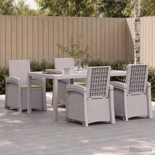 Set da Pranzo per Giardino 5 pz Bianco e Crema PP 3430127