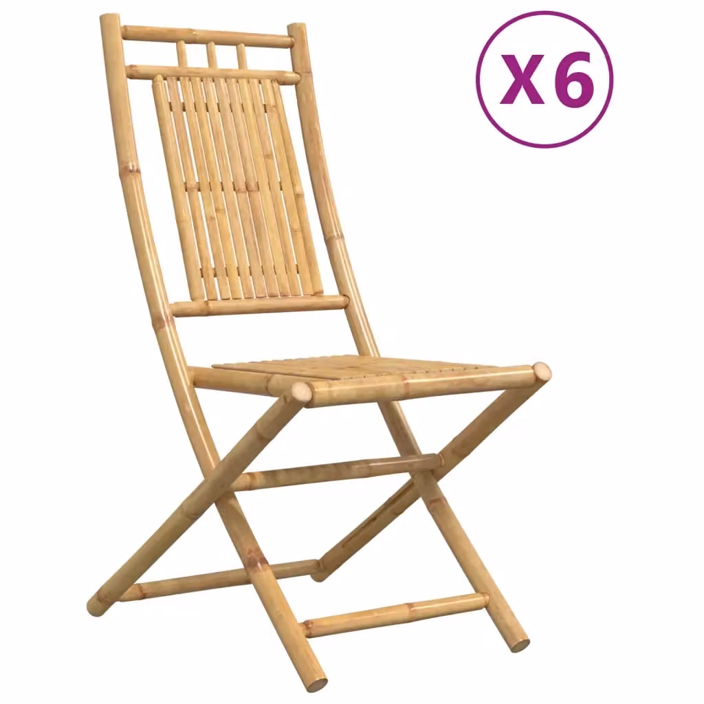 Set di 6 sedie pieghevoli vidaXL in bambù marrone per giardino e terrazzo, L/P/H: 46 x 43 x 99 cm – 2