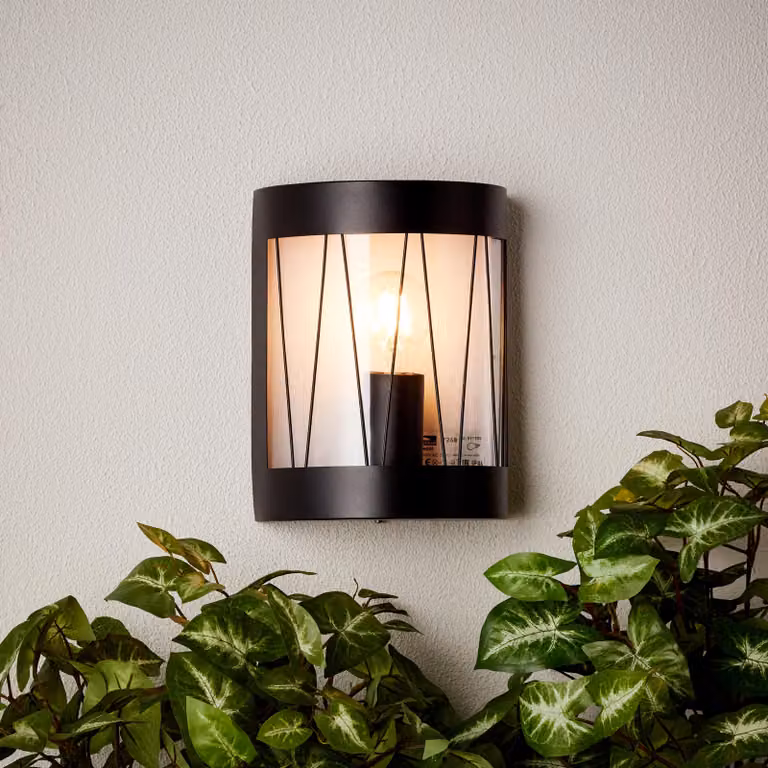 BRILLIANT Lampe Reed: lampada da parete esterna, finitura nera opaca | 1 x A60, attacco E27, 40W, adatta per lampadine standard (non incluse) | Grado di protezione IP: 44 - resistente agli spruzzi