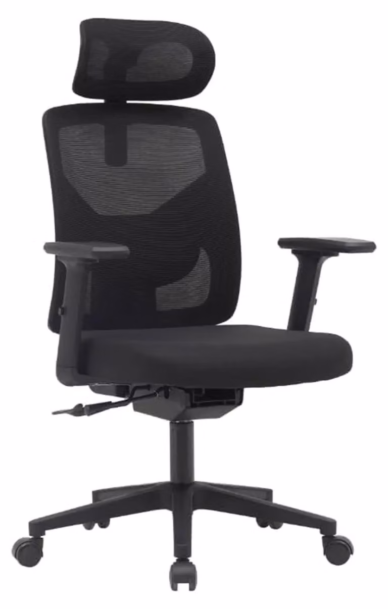 Sedia da ufficio ergonomica - Sedia da scrivania in mesh - Regolabile in altezza - Braccioli pieghevoli - Poggiatesta - Supporto lombare - Schienale traspirante - Ruote a 360°
