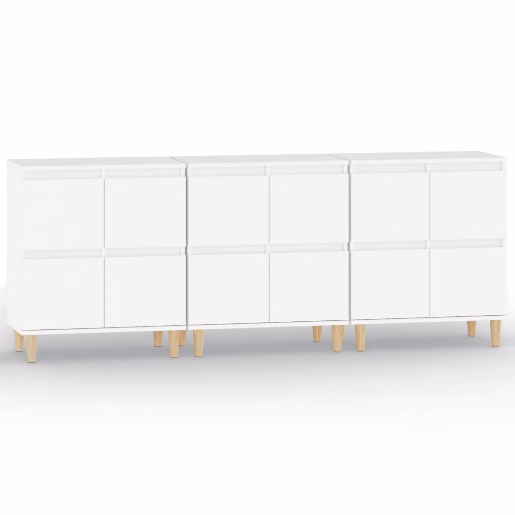 Credenze 3pz Bianche 60x35x70 cm in Legno Multistrato