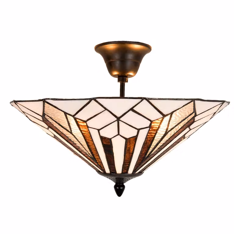 Clayre & Eef Lampada da soffitto Tiffany Ø 40x28 cm Metallo Bianco Marrone