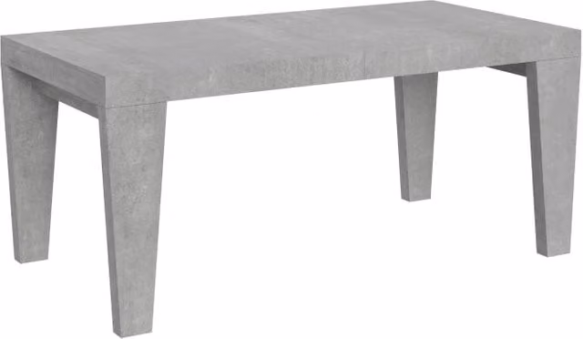 Tavolo allungabile moderno Itamoby grigio con struttura a colonna centrale e piano in MDF laminato, L: 90 cm, P: 77 cm, H: 90 cm, estensibile fino a 440 cm
