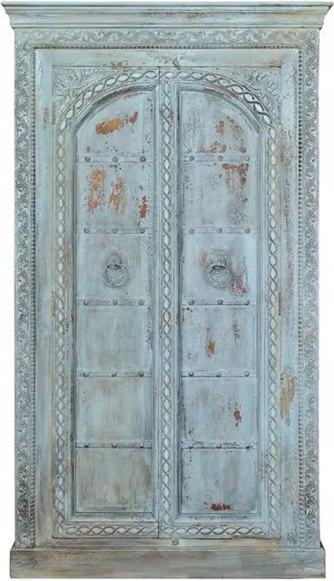 Armadio etnico in legno di mango con ante a battente e scaffali interni Giner Y Colomer H 204 cm x L 95 cm x P 45 cm