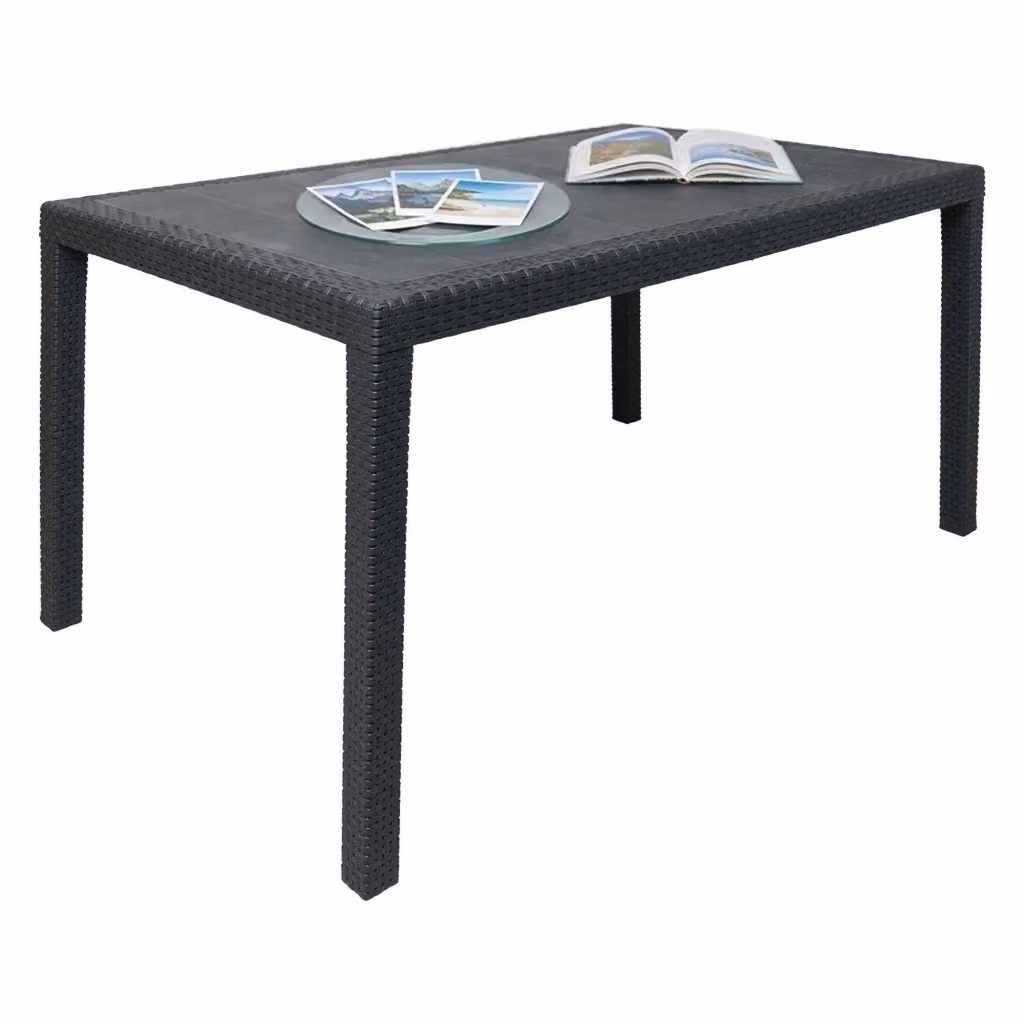 Tavolo da esterno Ariana DMORA in polyrattan nero antracite, L: 150 cm, P: 90 cm, H: 72 cm – 2