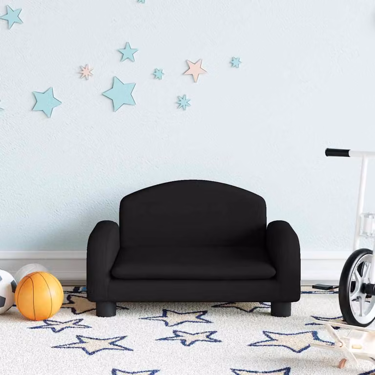 vidaXL Divano per bambini in tessuto nero L/P/H: 50 x 40 x 30 cm