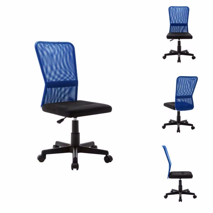 vidaXL Sedia da ufficio nera e blu 44x52x100 cm in tessuto a rete - Sedie da ufficio