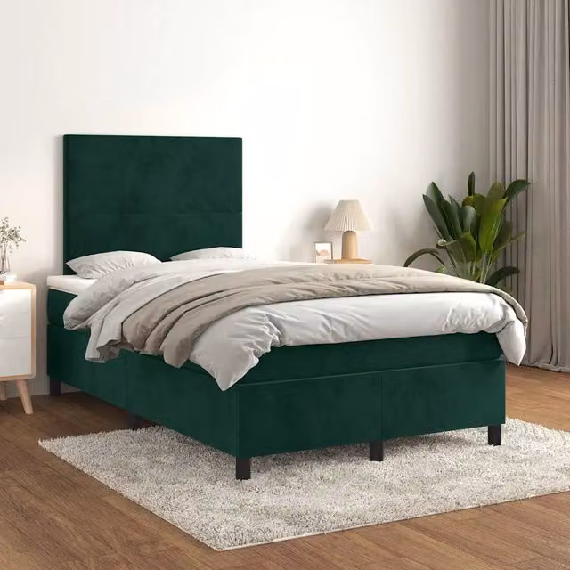 Giroletto a Molle con Materasso Verde Scuro 120x200 cm Velluto 3142896