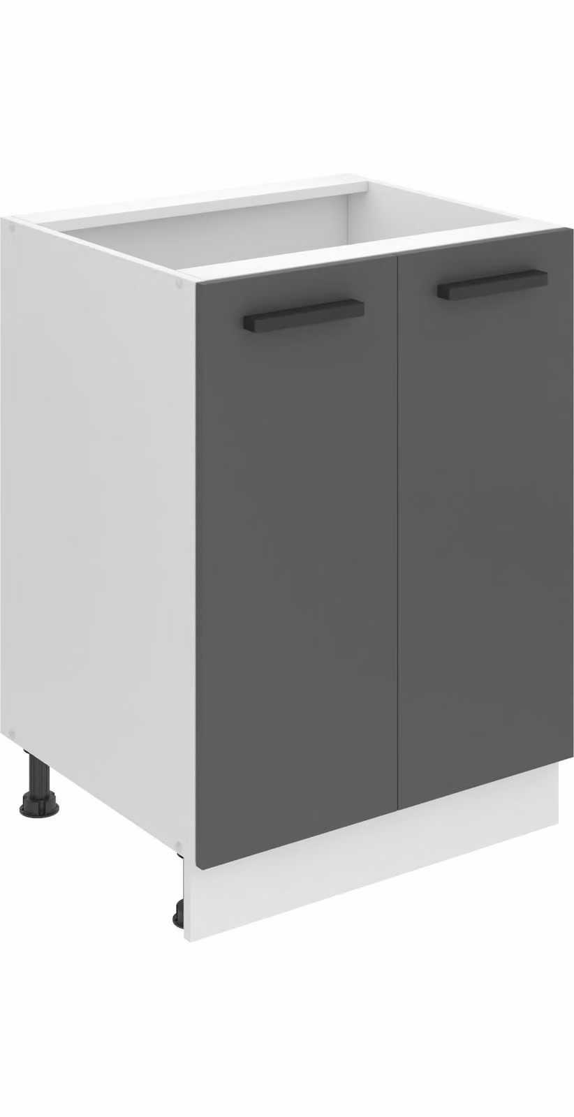 Base da cucina Belini, base da cucina larga 60 cm. SD2 Base per cucina senza piano di lavoro. Mobile da cucina a 2 ante, argento opaco