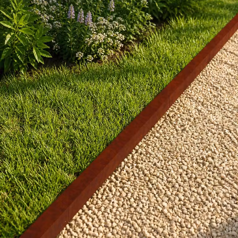 Set di 10 profili di copertura per giardino vidaXL in acciaio color ruggine, L: 100 cm, H: 6 cm, P: 5 cm