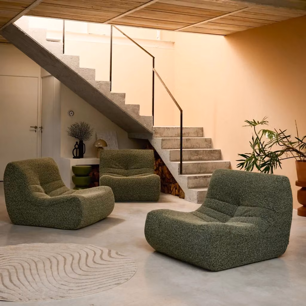 Divano modulare Sweeek in tessuto effetto alpaca colore verde per il tuo soggiorno o camera da letto – 2