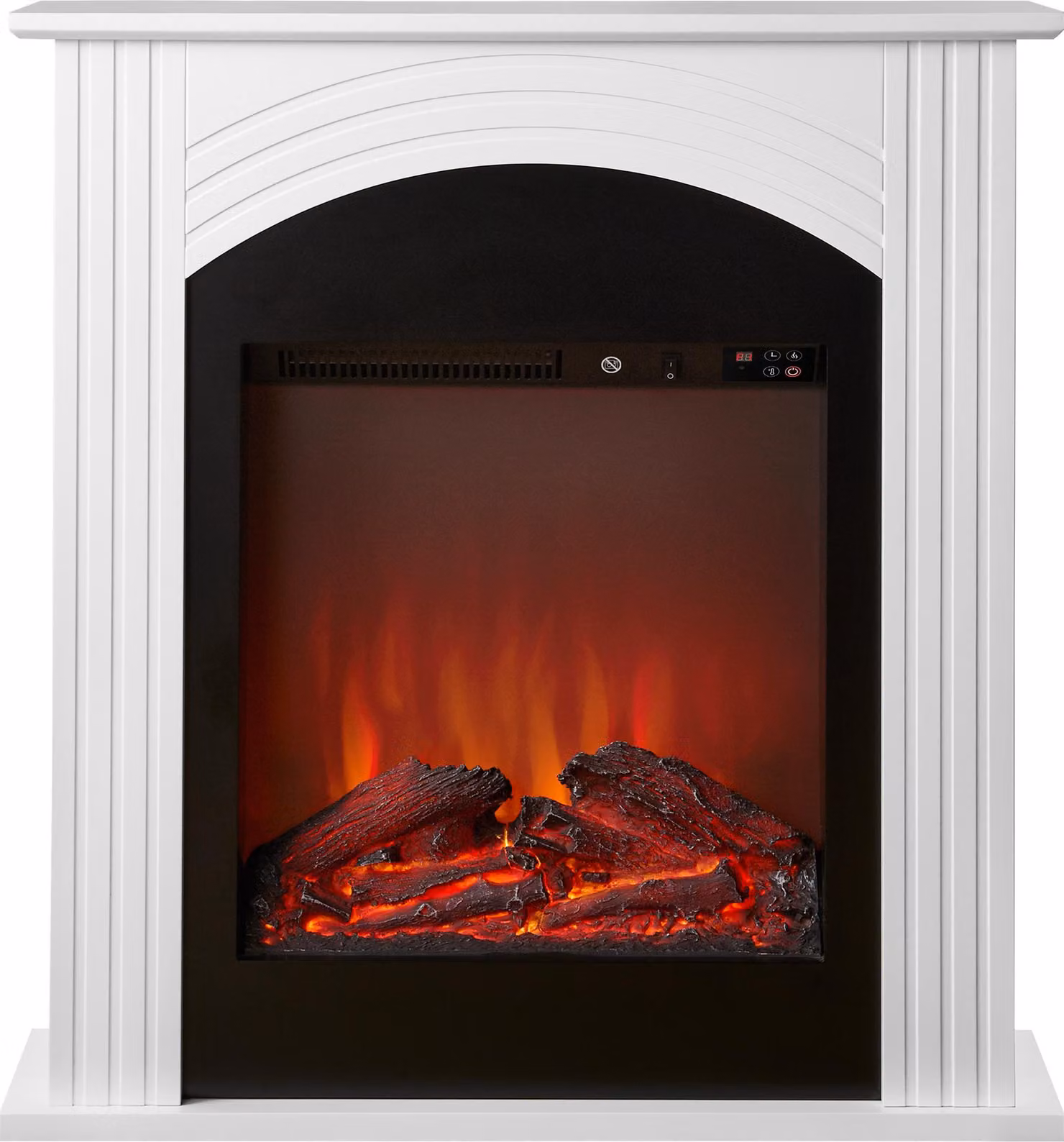 Set per caminetto elettrico Sureflame Henlow, bianco, 27", da appoggio, dimensioni 75 cm x 70 cm x 22 cm, potenza termica 1 kW - 2 kW, effetto fiamma a LED