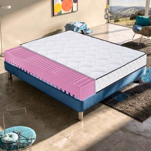 Materasso Ibrido KingDream in Memory Foam Bianco con Rivestimento Sfoderabile e Regolazione della Temperatura L: 160 cm, P: 200 cm, H: 25 cm