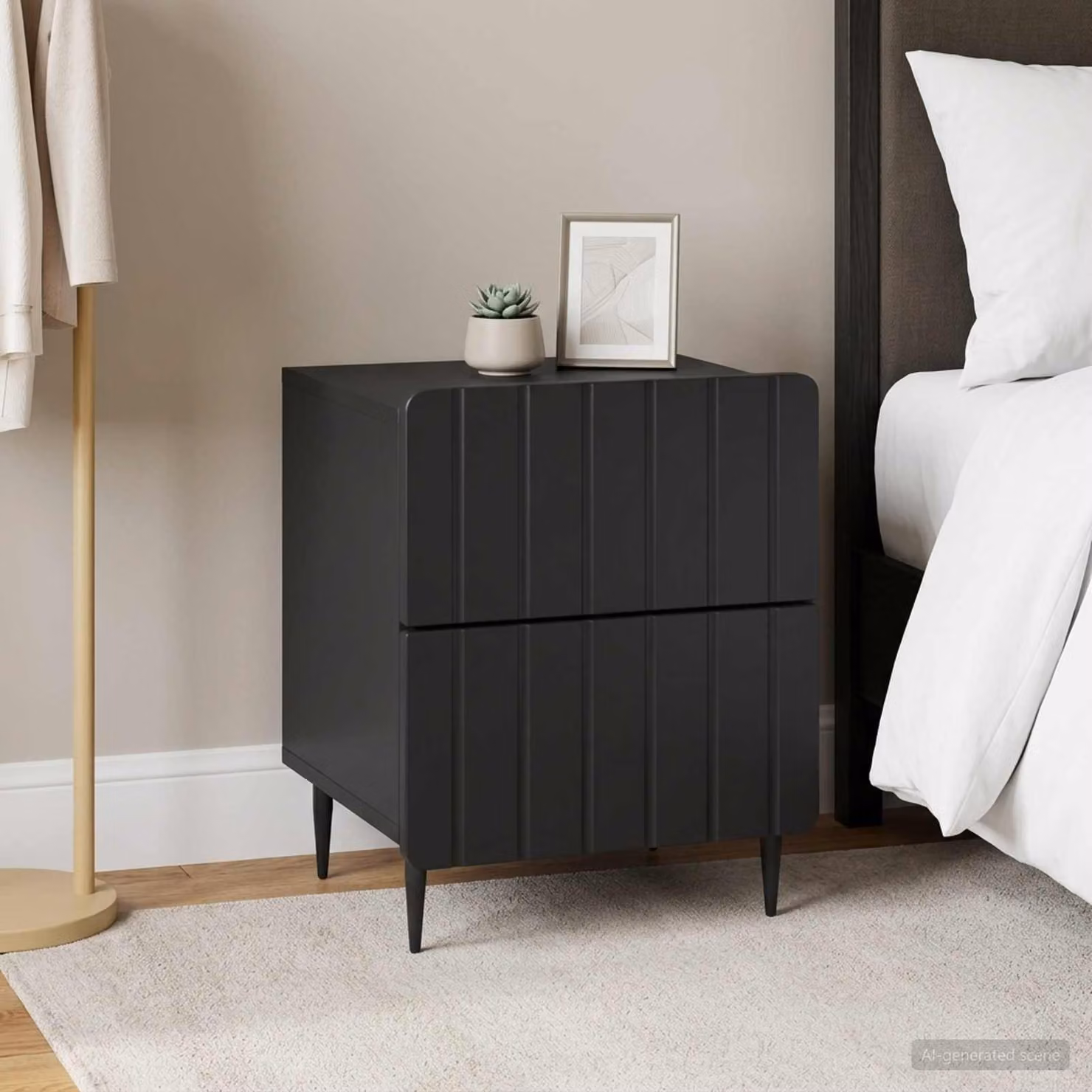 Set di 2 Armadi da Notte vidaXL Moderni in Nero Lucido L/P/H: 43 x 34,5 x 49,5 cm