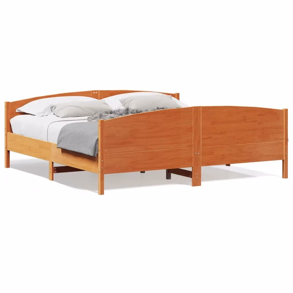 Giroletto vidaXL in legno di pino massiccio marrone cera con doghe piatte L/P: 180 x 200 cm – 2