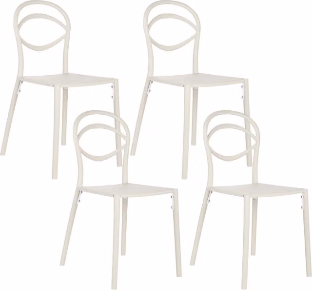 Set di 4 sedie da giardino Beliani in stile moderno colore bianco opaco in plastica e metallo