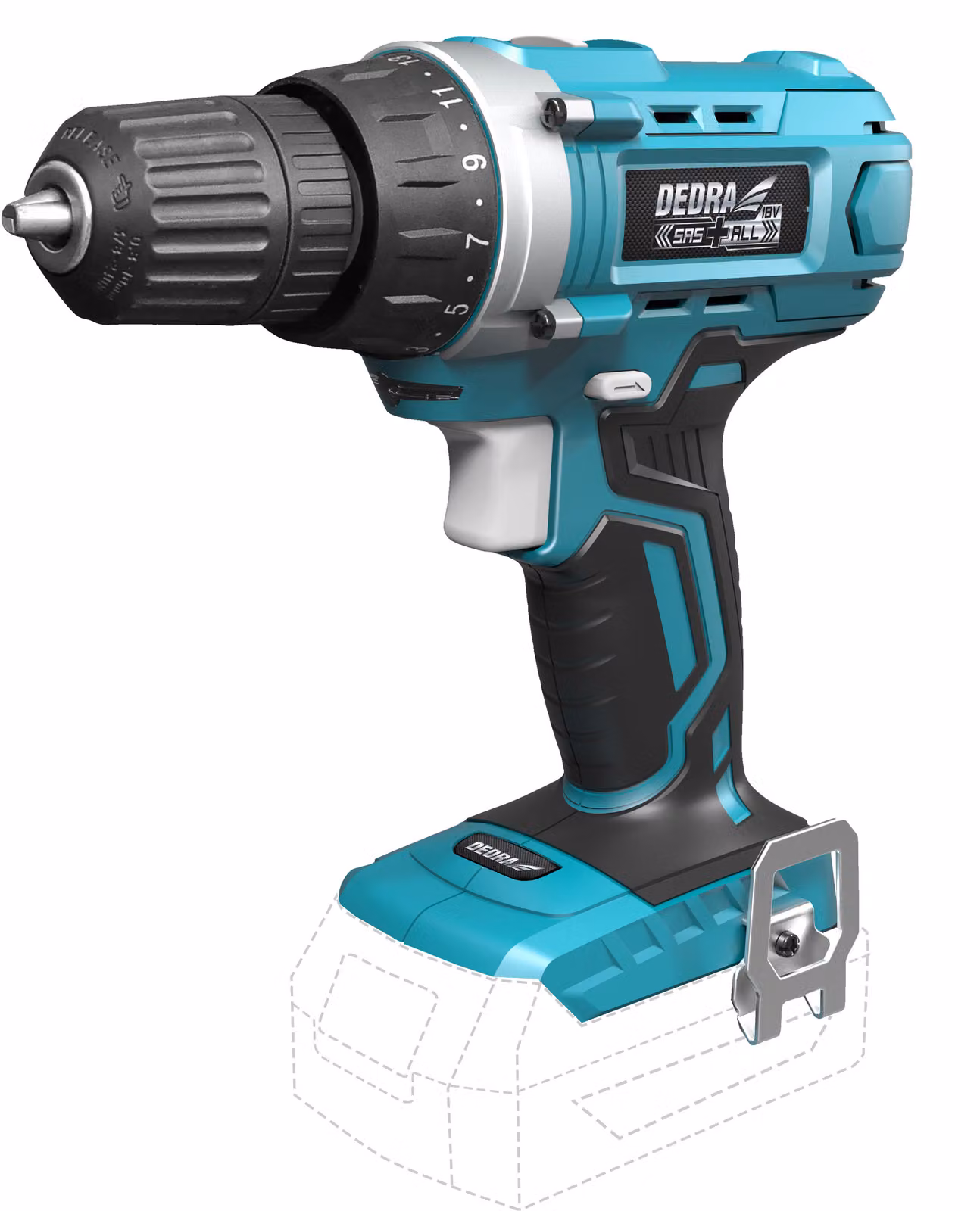 Trapano A Batteria, Avvitatore 18V, Dedra Sas+All Ded7040 35Nm, 10Mm, 2 Velocità