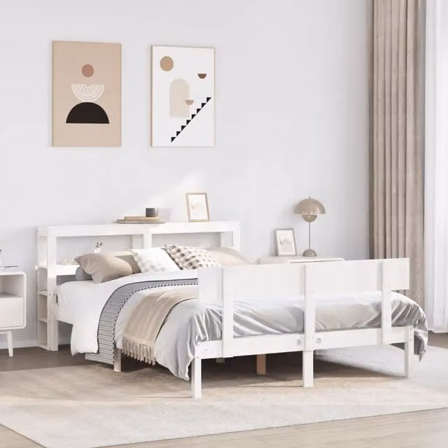 Letto senza Materasso Bianco 120x190 cm Legno Massello di Pino