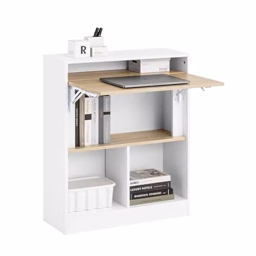 SoBuy Scrivania Salvaspazio Richiudibile Compatta con 4 Ripiani 70x85x57cm